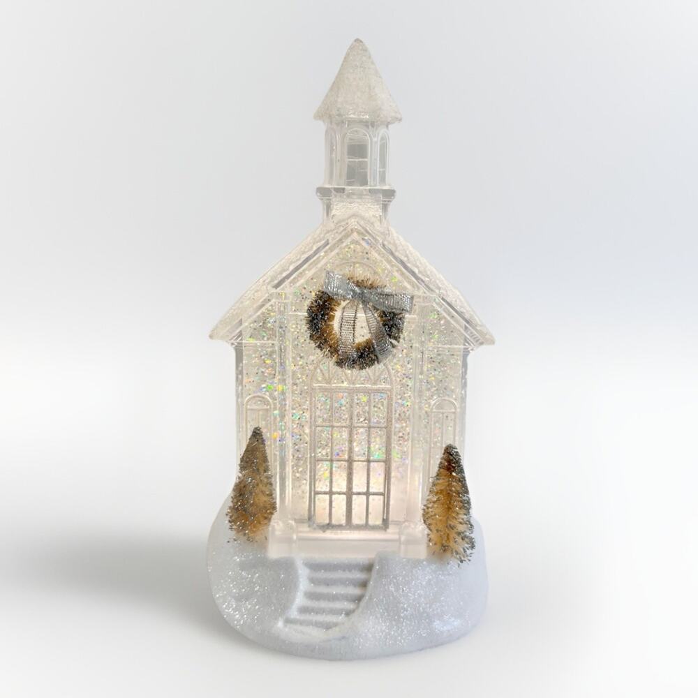 Roman Lighted Acrylic Church Glitterdome Snow Globe LED Christmas Decor WORKS
